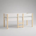 Letto a soppalco singolo 90x200 cm struttura in legno pino e MDF bianco con scala centrale