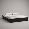 Letto matrimoniale 160 x 200 cm struttura letto contenitore in legno effetto rovere nero con cassetti frontali e laterali senza testiera