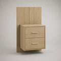 Comodino sospeso 50 cm x 40 cm x 55 cm con 2 cassetti MDF effetto rovere chiaro struttura rettangolare fissaggio a parete