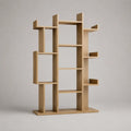 Libreria a giorno 120 cm x 30 cm x 180 cm struttura in MDF effetto rovere chiaro scaffale verticale con ripiani sfalsati